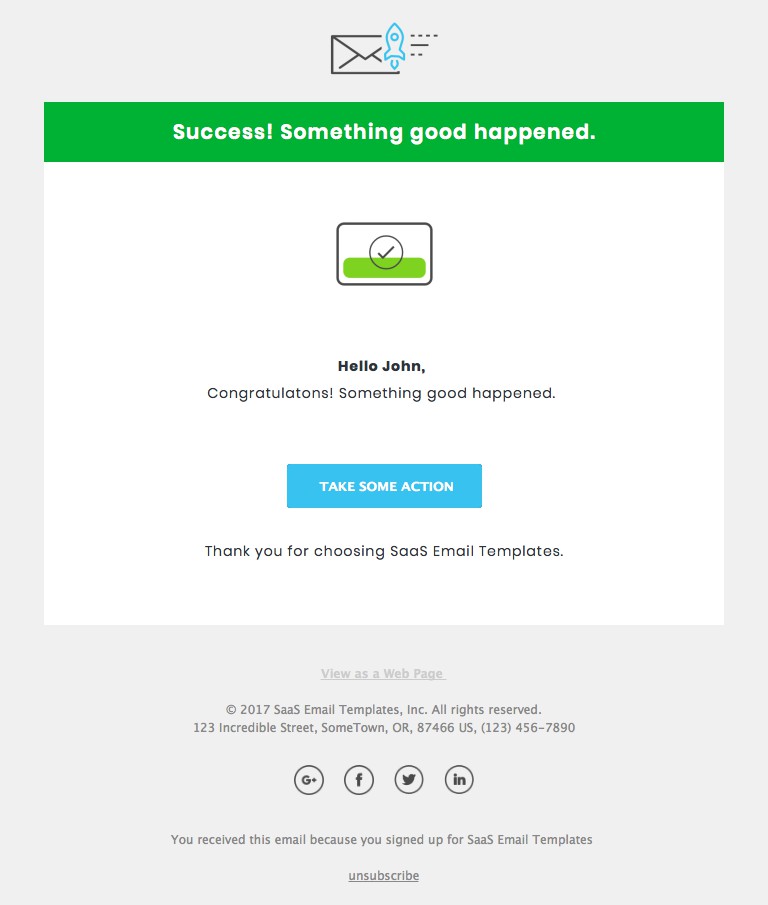 Success Message Responsive HTML Email Template Success Message Responsive HTML Email Template