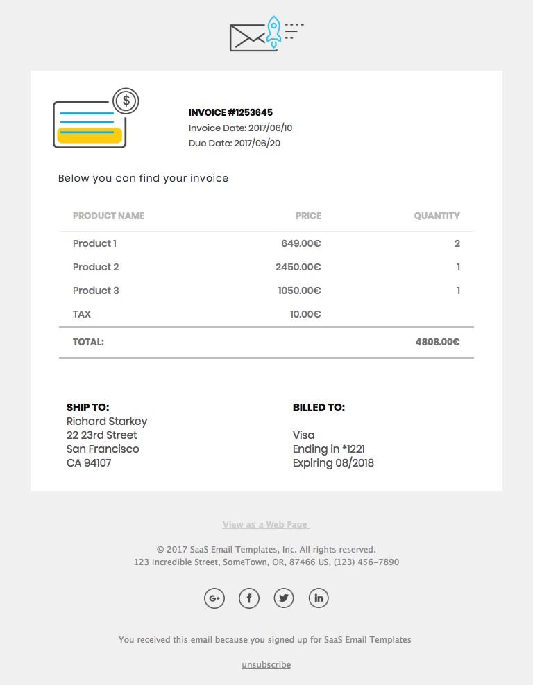 Invoice Email Template Html Free Download